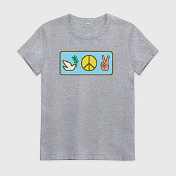 Футболка хлопковая женская Голубь и мир, цвет: меланж