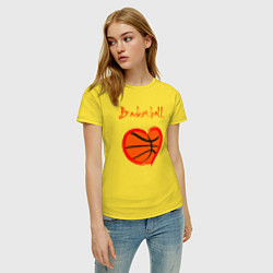 Футболка хлопковая женская Basket love, цвет: желтый — фото 2