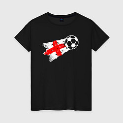 Футболка хлопковая женская Футбол Англии, цвет: черный