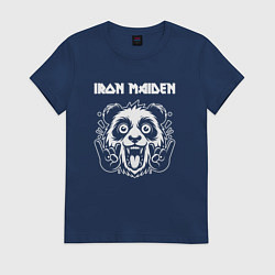 Футболка хлопковая женская Iron Maiden rock panda, цвет: тёмно-синий