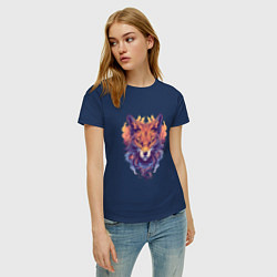 Футболка хлопковая женская Foxs Fiery Head, цвет: тёмно-синий — фото 2