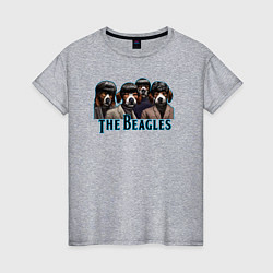 Футболка хлопковая женская Beatles beagles, цвет: меланж