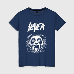 Футболка хлопковая женская Slayer rock panda, цвет: тёмно-синий