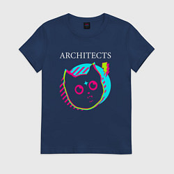 Футболка хлопковая женская Architects rock star cat, цвет: тёмно-синий