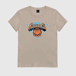 Футболка хлопковая женская New York killers, цвет: миндальный