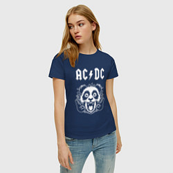 Футболка хлопковая женская AC DC rock panda, цвет: тёмно-синий — фото 2