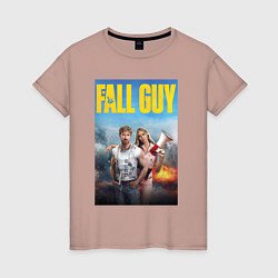 Футболка хлопковая женская Ryan Gosling and Emily Blunt the fall guy, цвет: пыльно-розовый
