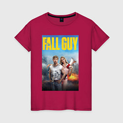 Футболка хлопковая женская Ryan Gosling and Emily Blunt the fall guy, цвет: маджента