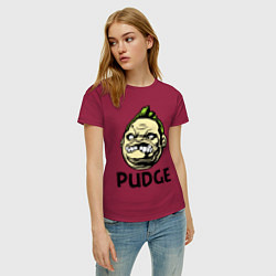 Футболка хлопковая женская Pudge Face, цвет: маджента — фото 2