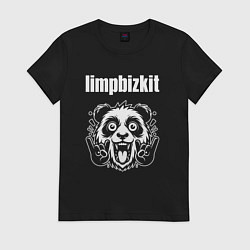 Футболка хлопковая женская Limp Bizkit rock panda, цвет: черный