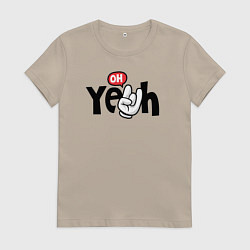Футболка хлопковая женская Oh yeah, цвет: миндальный