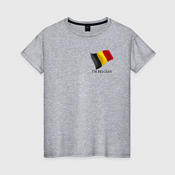 Футболка хлопковая женская Im Belgian - motto, цвет: меланж