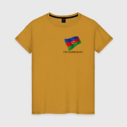 Футболка хлопковая женская Im Azerbaijani - motto, цвет: горчичный