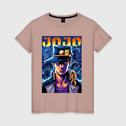 Футболка хлопковая женская Jojo - Jotaro Kujo ai art, цвет: пыльно-розовый