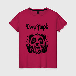 Футболка хлопковая женская Deep Purple - rock panda, цвет: маджента