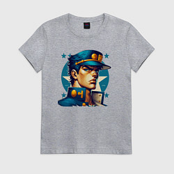 Футболка хлопковая женская Jojo - Jotaro Kujo ai art, цвет: меланж