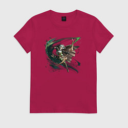Футболка хлопковая женская Высшая Эльфийка-Лучница из Goblin Slayer, цвет: маджента