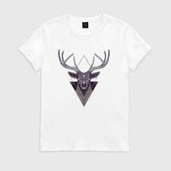 Футболка хлопковая женская Трехглазый олень, цвет: белый