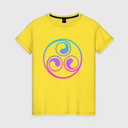 Футболка хлопковая женская Лиловый круглый трискелион, цвет: желтый
