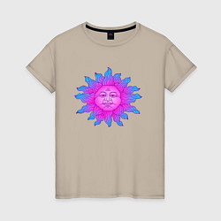 Футболка хлопковая женская Холодное солнце, цвет: миндальный