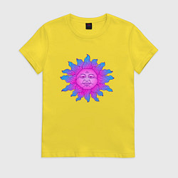 Футболка хлопковая женская Холодное солнце, цвет: желтый