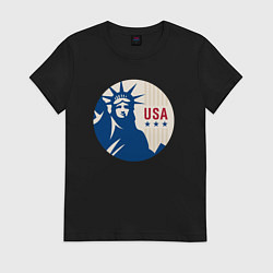 Футболка хлопковая женская Liberty USA, цвет: черный