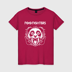 Футболка хлопковая женская Foo Fighters rock panda, цвет: маджента