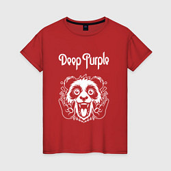 Футболка хлопковая женская Deep Purple rock panda, цвет: красный