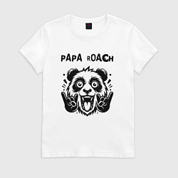 Футболка хлопковая женская Papa Roach - rock panda, цвет: белый