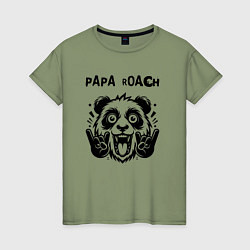 Футболка хлопковая женская Papa Roach - rock panda, цвет: авокадо