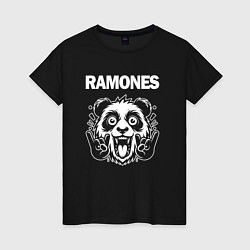 Футболка хлопковая женская Ramones rock panda, цвет: черный