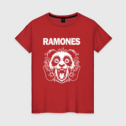 Футболка хлопковая женская Ramones rock panda, цвет: красный