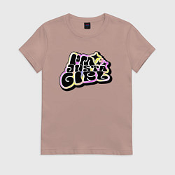 Футболка хлопковая женская Im just a girl, цвет: пыльно-розовый