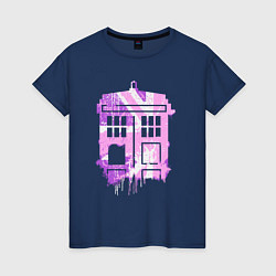 Футболка хлопковая женская Pink tardis, цвет: тёмно-синий