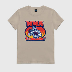 Футболка хлопковая женская MMA турнир, цвет: миндальный