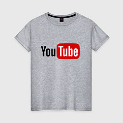 Футболка хлопковая женская You tube logo, цвет: меланж