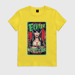 Футболка хлопковая женская Эльвира - повелительница тьмы, цвет: желтый