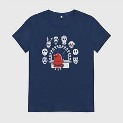 Футболка хлопковая женская Маски хоррора, цвет: тёмно-синий