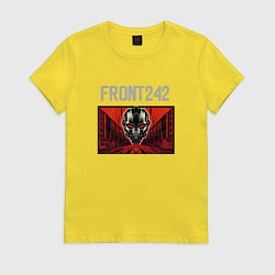 Футболка хлопковая женская Front 242 - tour with fla, цвет: желтый