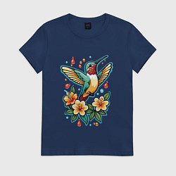 Футболка хлопковая женская Колибри Ника, цвет: тёмно-синий