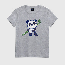 Футболка хлопковая женская Панда воин, цвет: меланж
