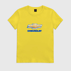 Футболка хлопковая женская Chevrolet brend auto, цвет: желтый