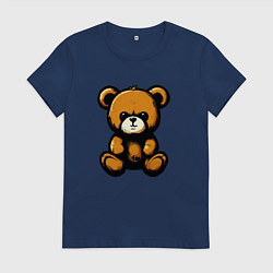 Футболка хлопковая женская Тедди медведь, цвет: тёмно-синий