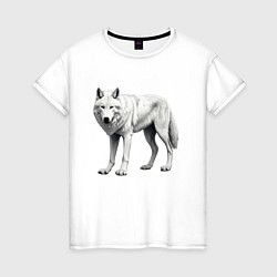 Женская футболка Белый волк альфа