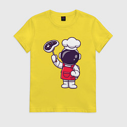 Футболка хлопковая женская Повар космонавт, цвет: желтый