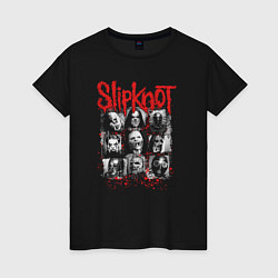 Футболка хлопковая женская Slipknot rock band, цвет: черный