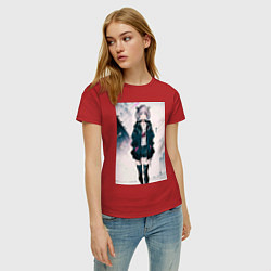 Футболка хлопковая женская Надзуна Нанакуса - Песнь ночных сов, цвет: красный — фото 2