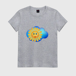 Футболка хлопковая женская Веселое солнце, цвет: меланж