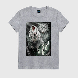 Футболка хлопковая женская Принцесса Мононоке духи, цвет: меланж