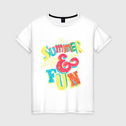 Футболка хлопковая женская Summer and fun, цвет: белый